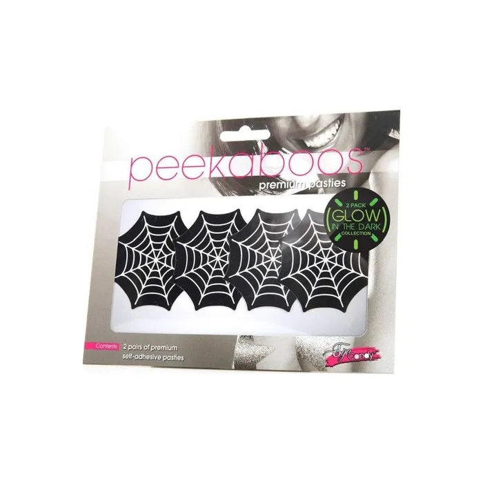 Anal Peekaboo Pasties Glow In The Dark Webs Pasties BlackWhite