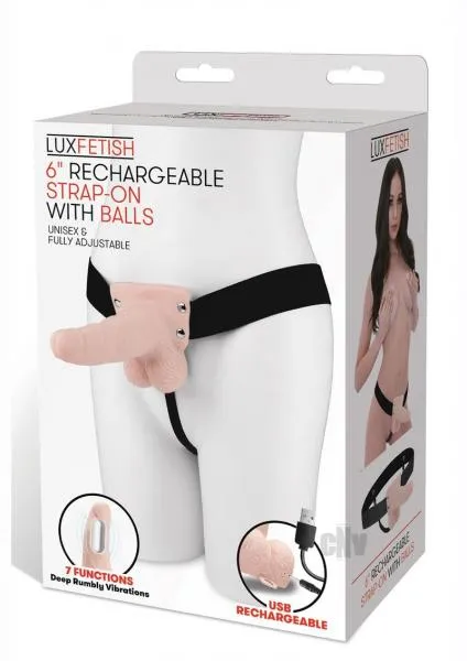 Seductucom Female Sex Toys Lux F Recharge Strap On WBalls 6 Flesh