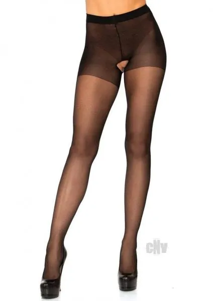 Seductucom Hosiery Sheer Nylon Crotchless Pantyhose Os Blk