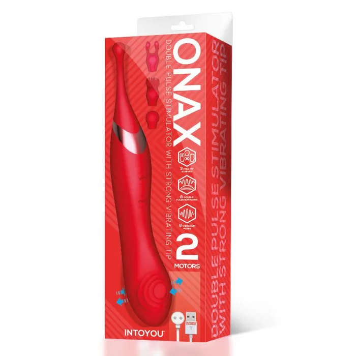 Female Sex Toys Intoyou Rechargeable 2 in 1 Vibrating GSpot Vibrator and Stimulator Onax Red