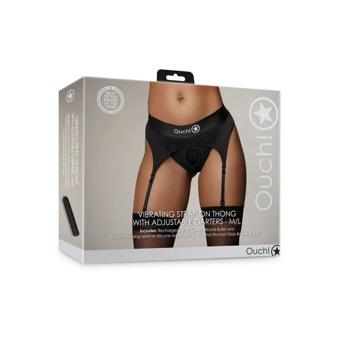 Strapon Thong with Garter Belt Bullet Vibrator Ouch Shots Toys Female Sex Toys