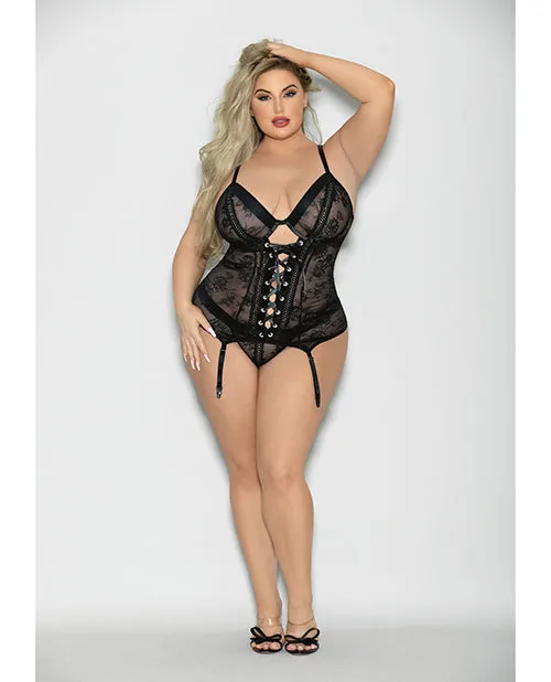 Anal Escante INC Flame Fetish Soulmate Lace Up Bustier Wide Band Thong Black 1x2x Anal Escante INC Flame Fetish Soulmate Lace Up Bustier Wide Band Thong Black 1x2x