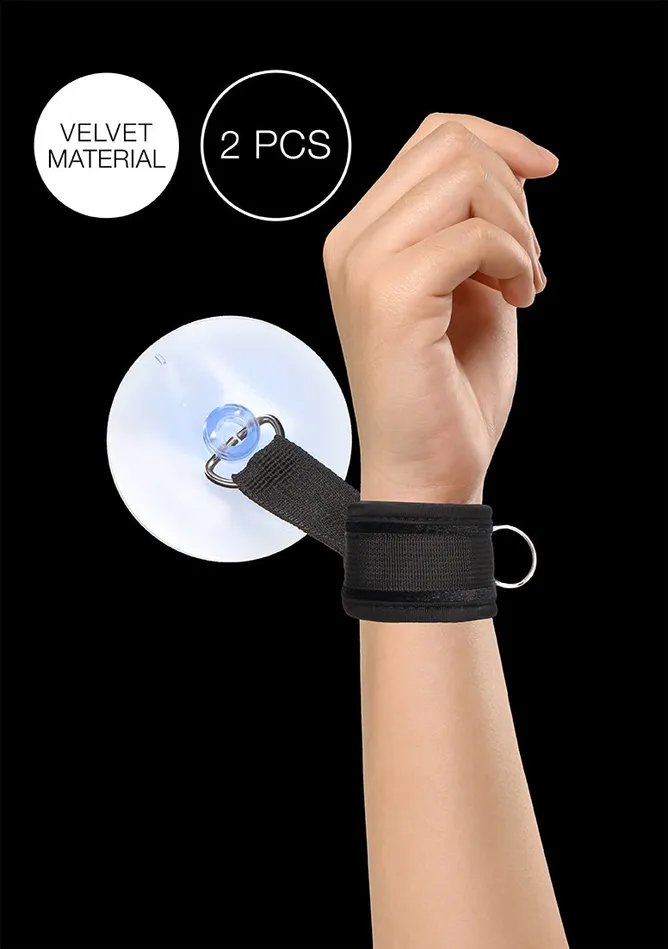 Female Sex Toys Shots America Velvet Velcro Adjustable Handcuffs Suction Cup