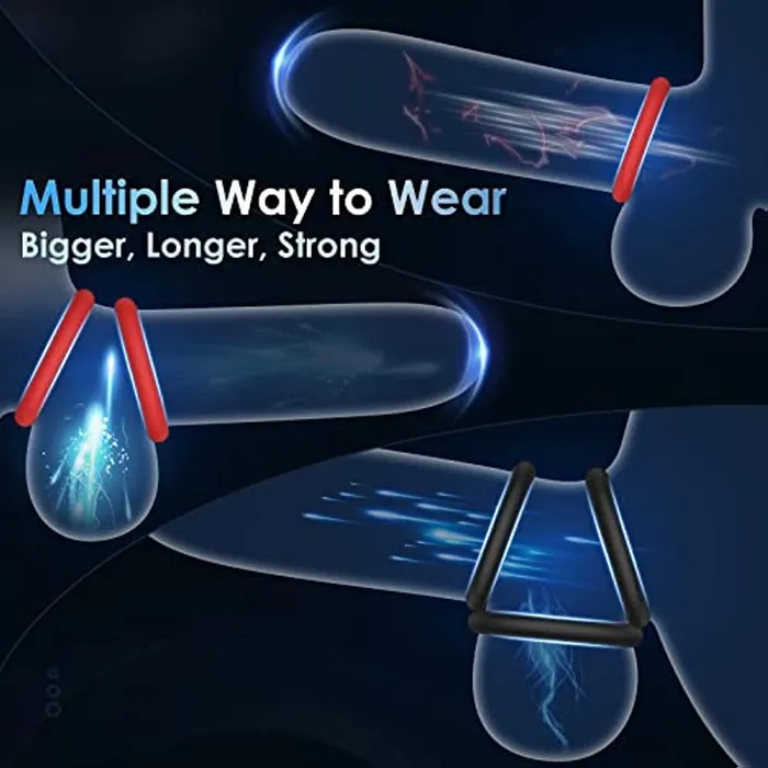 Male Sex Toys Sohimi 7 Different Sizes Soft Silicone Penis Ring with Vibration