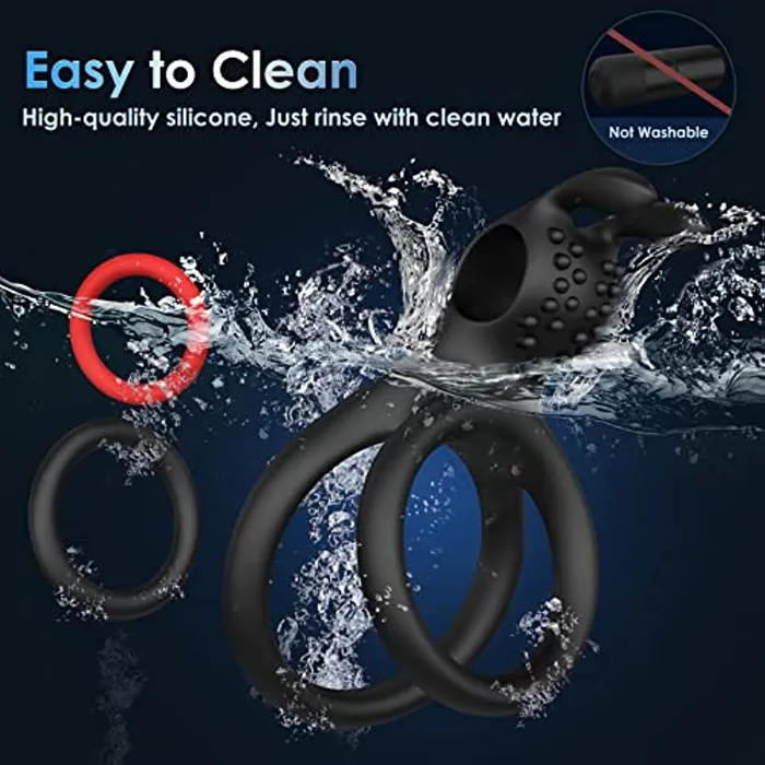 Male Sex Toys Sohimi 7 Different Sizes Soft Silicone Penis Ring with Vibration