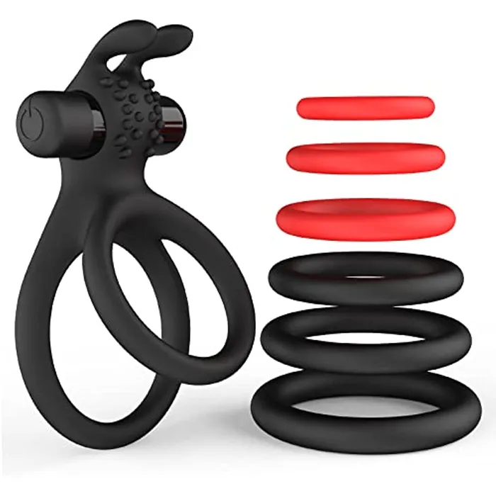 Male Sex Toys Sohimi 7 Different Sizes Soft Silicone Penis Ring with Vibration