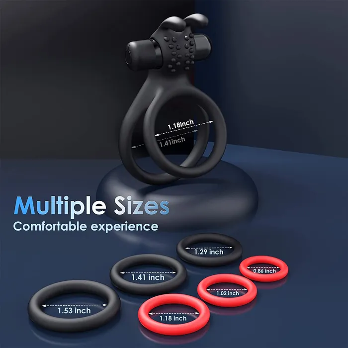Male Sex Toys Sohimi 7 Different Sizes Soft Silicone Penis Ring with Vibration