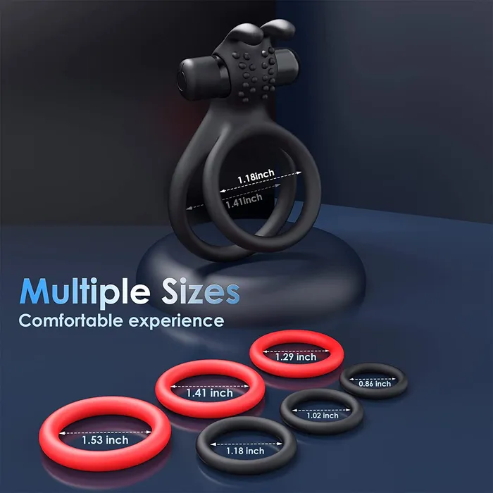 Male Sex Toys Sohimi 7 Different Sizes Soft Silicone Penis Ring with Vibration