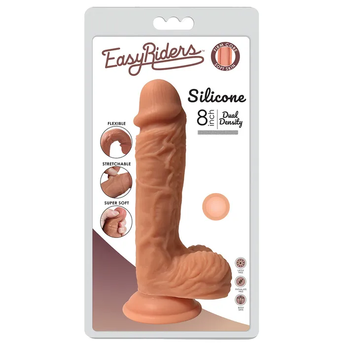 Easy Riders Dual Density Silicone Dildo wBalls 8 Inch Curve Novelties Dildos Easy Riders Dual Density Silicone Dildo wBalls 8 Inch Curve Novelties Dildos